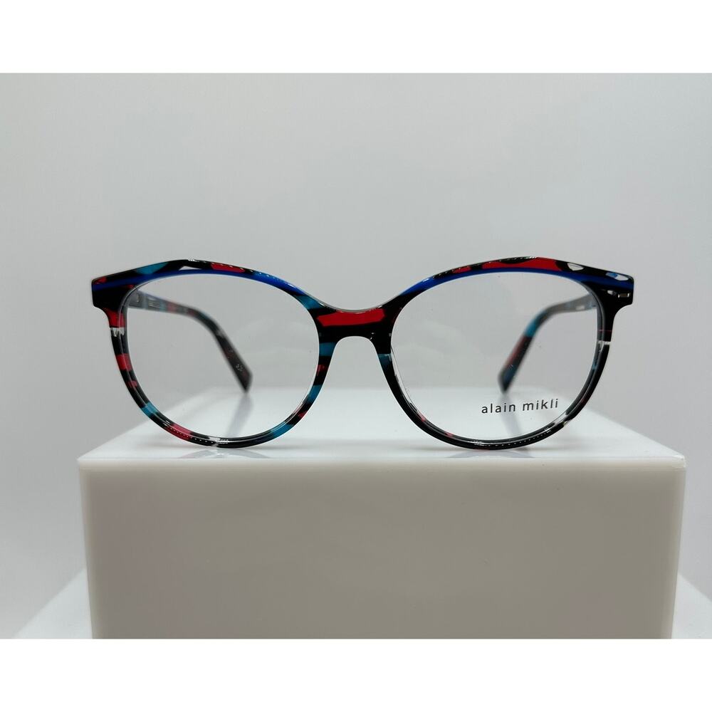 Alain Mikli A03069 014 Red Teal Stained Glass Womens Round Frames 54-17-140